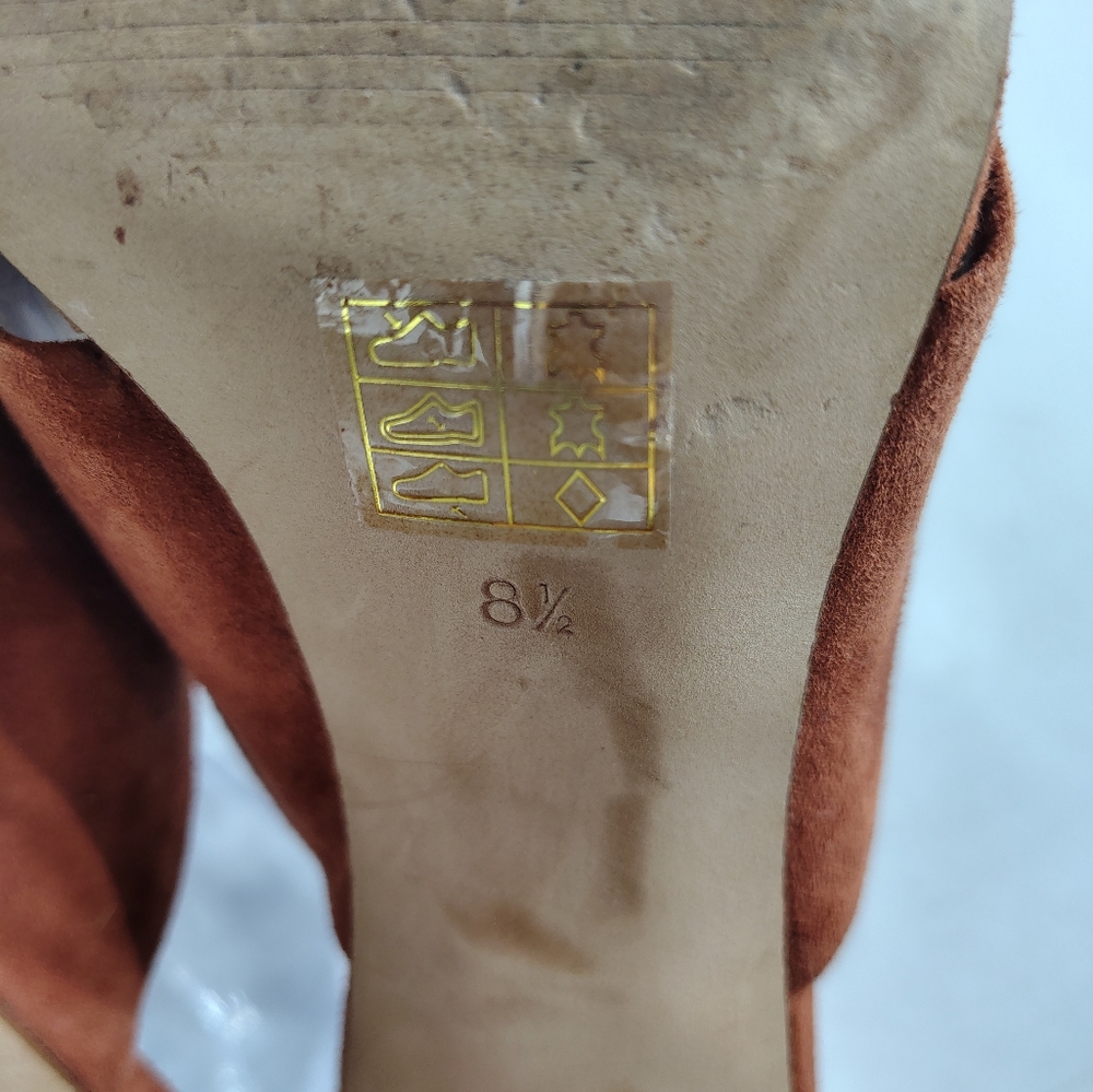 Madewell Greer Mule Sandals 8.5 Nutmeg Brown Suede Block Heel Slip On‎ G1982 - Picture 7 of 9